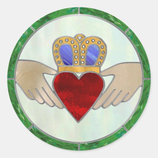 Irish Claddagh Ronde Sticker (Voorkant)
