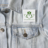 Irish Claddagh symbol pin of button (In situ)