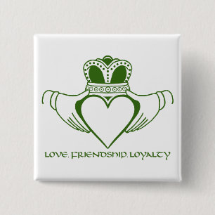 Irish Claddagh symbol pin of button