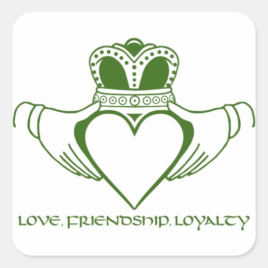 Irish Claddagh symbool vierkante sticker (Voorkant)