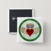 Irish Claddagh Vierkante Button 5,1 Cm (Voorkant /achterkant)