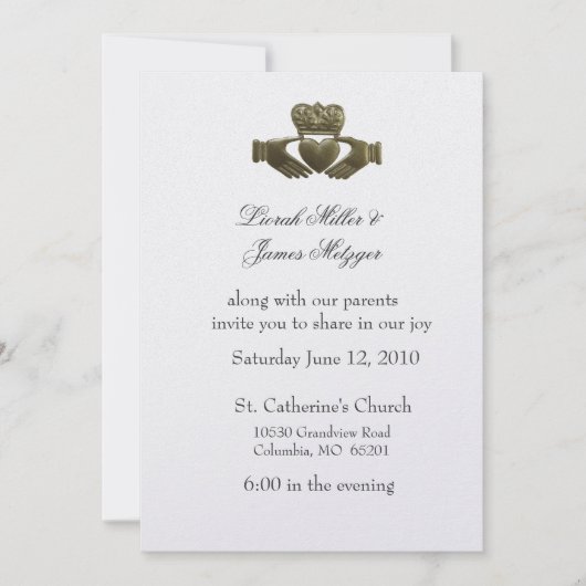 Irish Claddagh Wedding Invitation Kaart (Voorkant)