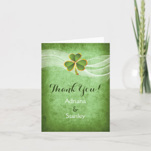 Irish clover and veil wedding Thank you foto Bedankkaart