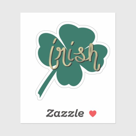 Irish Clover Hand Lettering St Patricks Day Name Sticker (Vel)