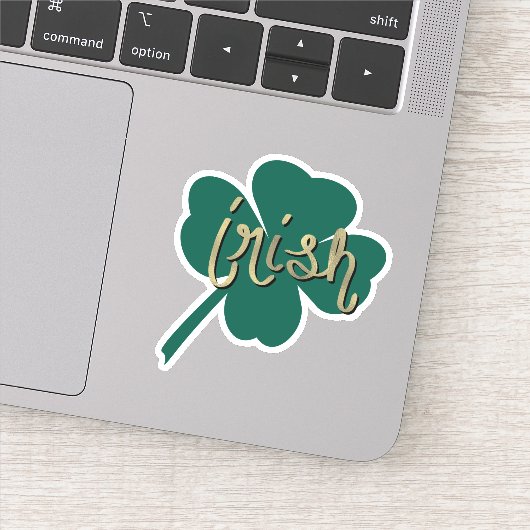 Irish Clover Hand Lettering St Patricks Day Name Sticker (Detail)