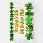Irish Clovers Aangepaste verjaardagsfeestbanner Spandoek (Verticaal)