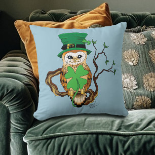 Irish Clovers Uil Groen Kussen