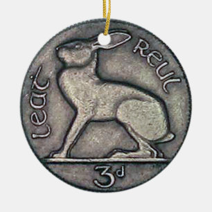 Irish Coin kerstsierman, Nollaig Shona Duit. Keramisch Ornament