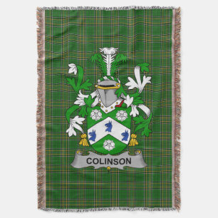 Irish Colinson Coat of Arms Family Crest Ireland Deken