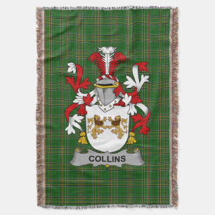 Irish Collins Coat of Arms Family Crest Ireland Deken