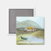 Irish Cottage Magnet "Pensez à vous !" (Recto/Verso)