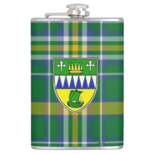Irish County Kerry Tartan & Crest Heupfles