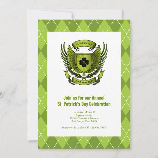 Irish Crest St. Patrick's Day Party Invitation (Devant)