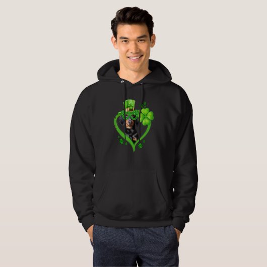 Irish Dachshund Dog Love Shamrock St Patrick S Day Hoodie (Voorkant volledig)
