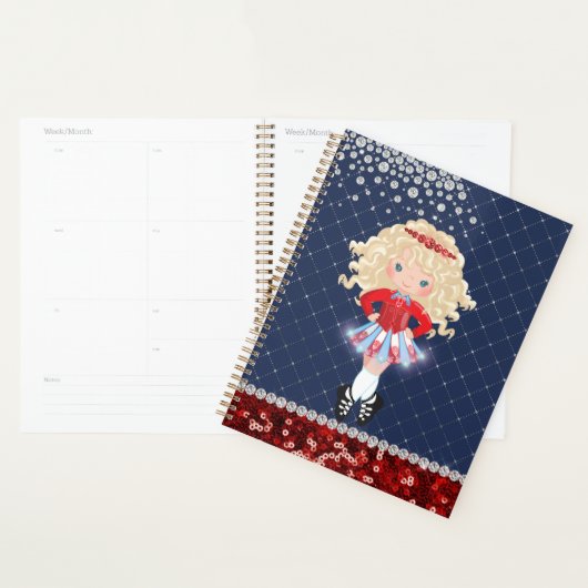 Irish Dance Blond Girl Soft Shoe Blue, Red Planner (Display)