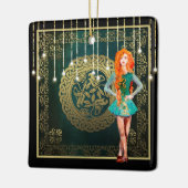 Irish Dance Green en Gold Celtic Knot kerst Keramisch Ornament (Links)