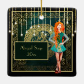 Irish Dance Green en Gold Celtic Knot kerst Keramisch Ornament (Achterkant)