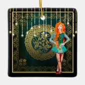 Irish Dance Green en Gold Celtic Knot kerst Keramisch Ornament (Voorkant)