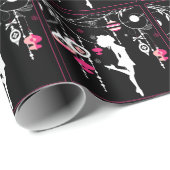 Irish Dance kerstversients roze Black Cadeaupapier (Rol Hoek)