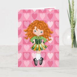 Irish Dance Pink Monochrome Heart Valentijnsdag Feestdagen Kaart
