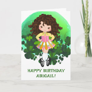 Irish Dance St. Patrick's Day Clovers Birthday Kaart