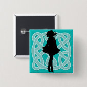 Irish Dancer Celtic Light Blue Button (Voorkant /achterkant)