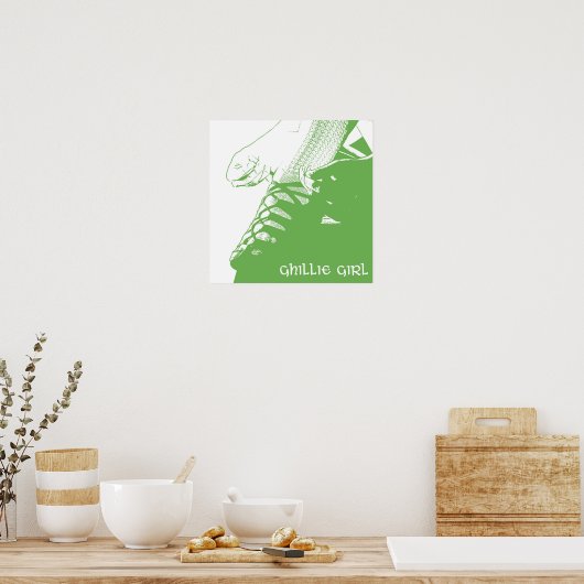 Irish Dancer Ghillie Girl Green Poster (Keuken)