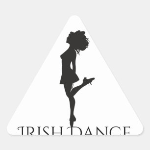 Irish Dancer Hard Shoe Black en White Dance Driehoek Sticker