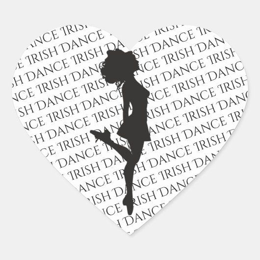 Irish Dancer Hard Shoe Black en White Dance Hart Sticker (Voorkant)