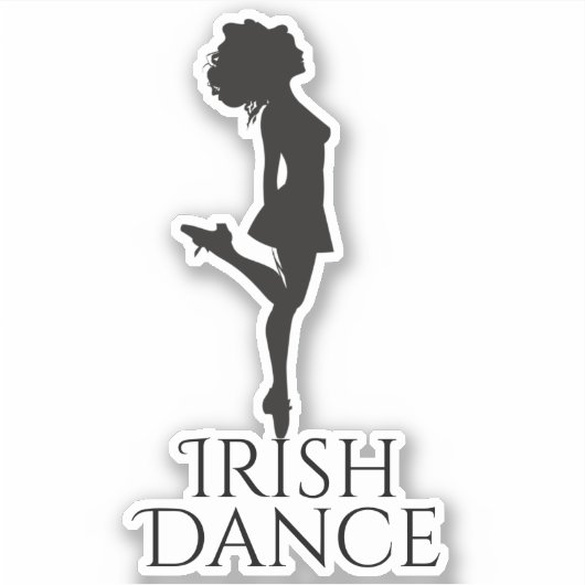 Irish Dancer Hard Shoe Black en White Dance Sticker (Voorkant)
