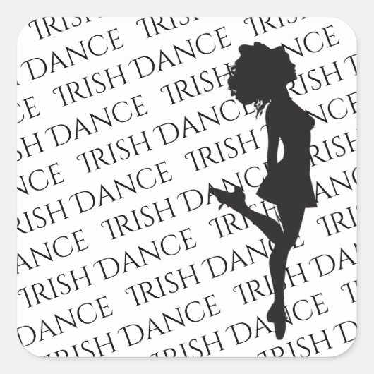 Irish Dancer Hard Shoe Black en White Dance Vierkante Sticker (Voorkant)