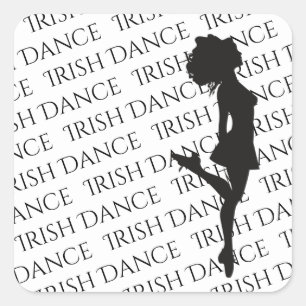 Irish Dancer Hard Shoe Black en White Dance Vierkante Sticker