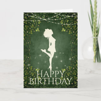Irish Dancer Hard Shoe Ivy and Lights Birthday Kaart