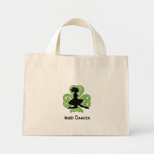 Irish Dancer Leaping Celtic Shamrock Mini Tote Bag