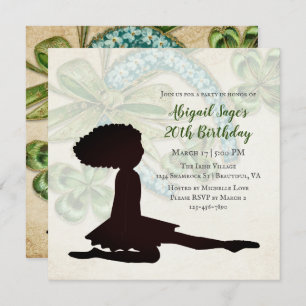Irish Dancer, Shamrock en Hoefijzer Birthday Invi Kaart