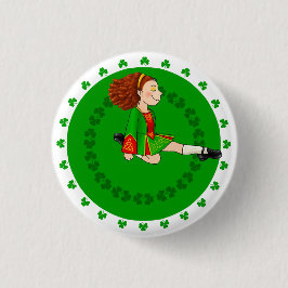 Irish Dancing Girl Badge Ronde Button 3,2 Cm