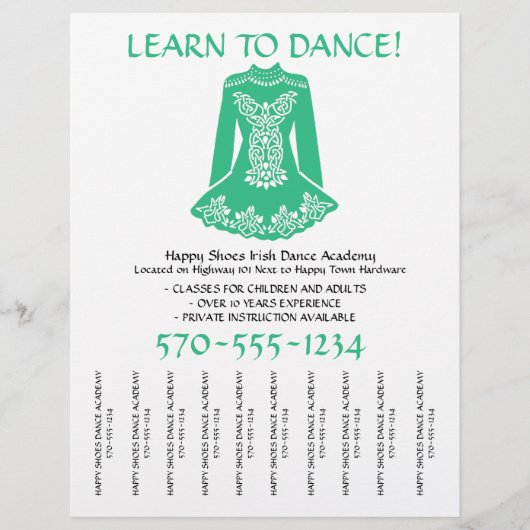 Irish Dansons Class Tear Off Strips Flyer (Voorkant)