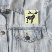 Irish Deer Vierkante Button 5,1 Cm (In situ)