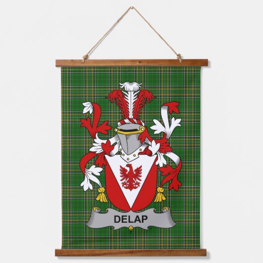 Irish Delap Coat of Arms Family Crest Hangend Wandkleed (Voorkant)
