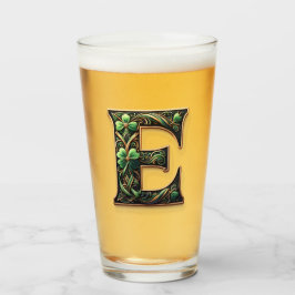 Irish E Monogram pint glass Glas