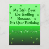 Irish Eyes Verjaardag Briefkaart (Voorkant)