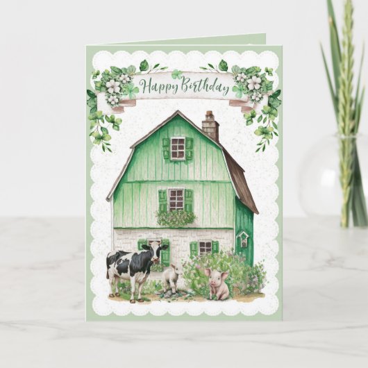 Irish Farmhouse | Green Barn | Carte d'anniversair (Devant)