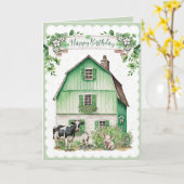 Irish Farmhouse | Green Barn | Carte d'anniversair (Fleur jaune)