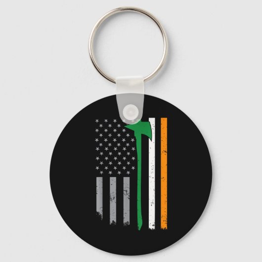Irish Firefighter American Flag Cool St Patricks D Sleutelhanger (Voorkant)