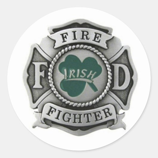 Irish Firefighter Badge Ronde Sticker (Voorkant)