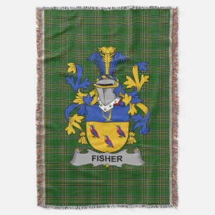 Irish Fisher Coat of Arms Family Crest Ireland Deken