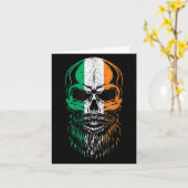 Irish Flag Bearded Skull Head Saint Patrick's Day Kaart (Gele Bloem)