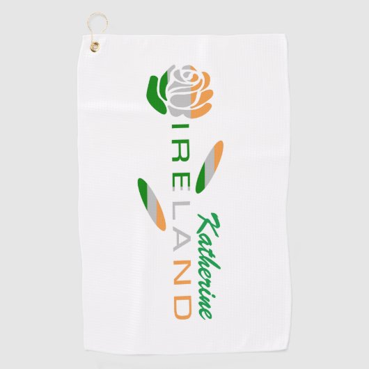 Irish Flag Roos Personalized Golfhanddoek (Voorkant)