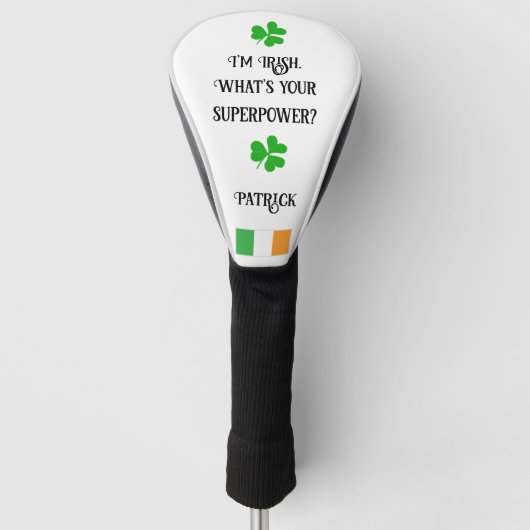 Irish flag & shamrock gepersonaliseerd Golf Head H Golfheadcover (Voorkant)