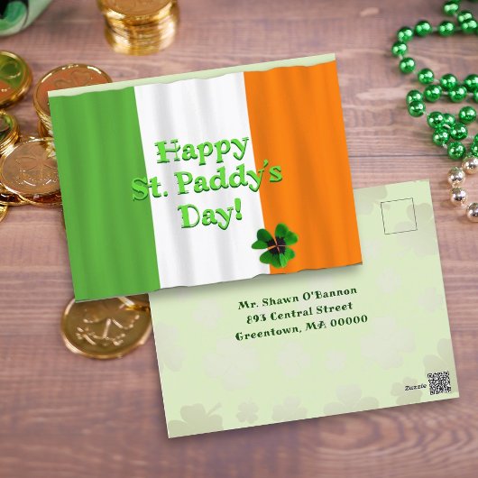 Irish Flag St. Paddys Day Carte postale Salutation